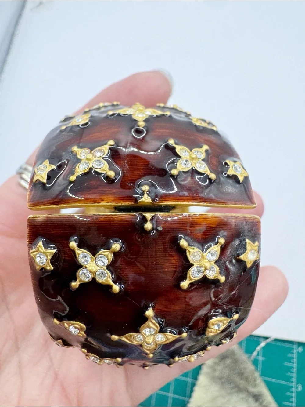 Kenneth Jay Lane Starlight enamel and rhinestone chunky hinged bangle bracelet